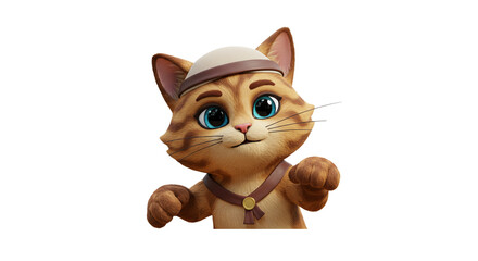 3D arabic cat character in traditional clothing isolated
on white background 