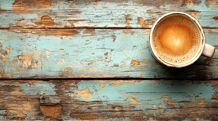Morning Coffee on Rustic Wooden Table
