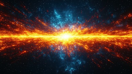 Fototapeta premium Cosmic Collision: A Fiery Celestial Dance of Orange and Blue Nebulae