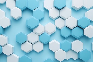 Elegant Pastel Blue and Creamy White Backdrop with Geometric Hexagonal Pattern Design