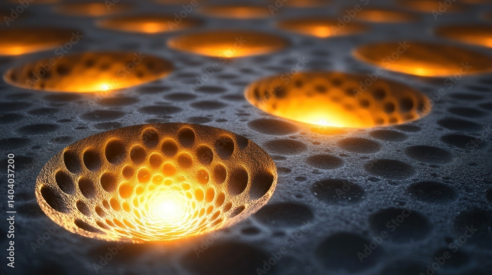 Aufkleber illuminated abyss: a glowing fractal pattern in deep space