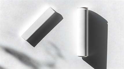 White packaging mockup, shadows, natural light