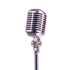 Fototapeta premium vintage style silver microphone stands elegantly against transparency background, evoking sense of nostalgia and classic charm. microphone retro design is reminiscent of iconic performances