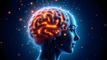 human head with brain