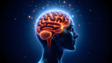 human head with a brain