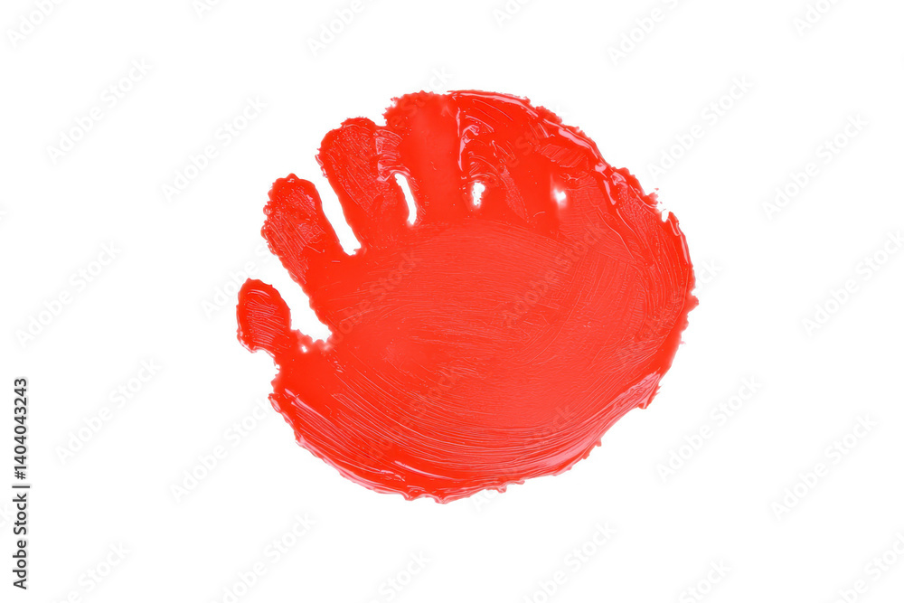 Poster vibrant red handprint transparency background, showcasing texture and detail, symbolizing creativity