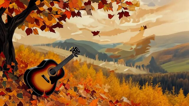 Acoustic and Electric Guitar Illustration Isolated on White Background