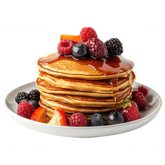 Pancakes with berries on transparent background