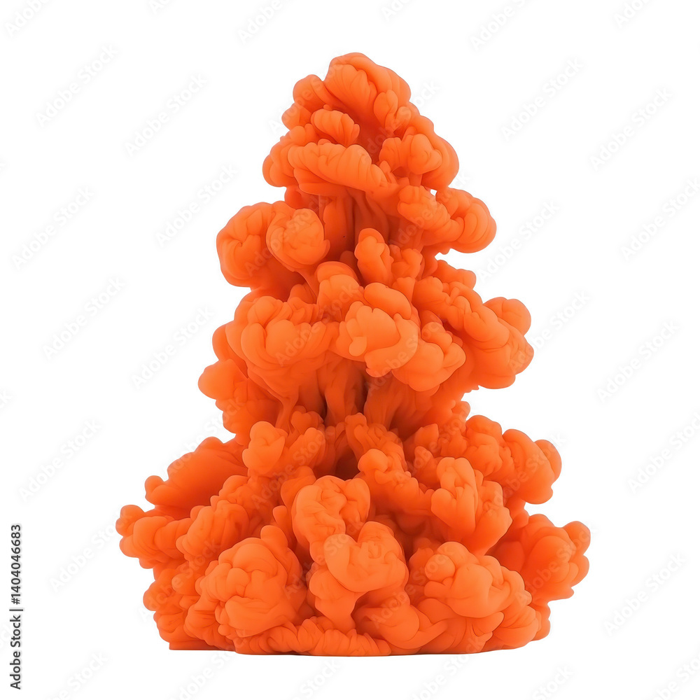 Poster this features vibrant, abstract formation of orange ink swirling water, creating dynamic and artisti