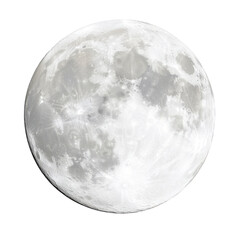Obraz premium detailed image of full moon showcasing its craters and surface texture against transparency background. moon appears bright and luminous, highlighting its natural beauty and celestial presence
