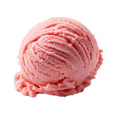 A single scoop pink ice cream isolated on transparent background.