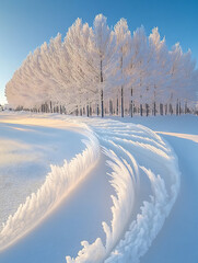 Frozen Winter Landscape with Snow Covered Trees