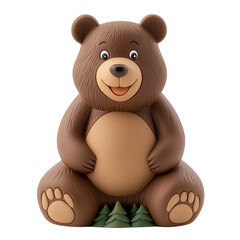 Obraz premium cute cartoon bear with big smile sits happily, showcasing its round belly and friendly expression. bear soft brown fur and playful demeanor make it adorable character