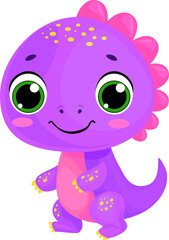 Cute Lilac Baby Dinosaur Cartoon Clipart Vector