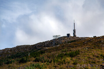 Scenic  of Norway's Bergen with 5G Cell Tower