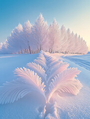 Frozen Winter Landscape with Snow Covered Trees