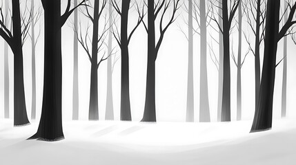 Obraz premium Winter forest scene, snow covered trees, tranquil, digital art, background image, perfect for nature, fantasy