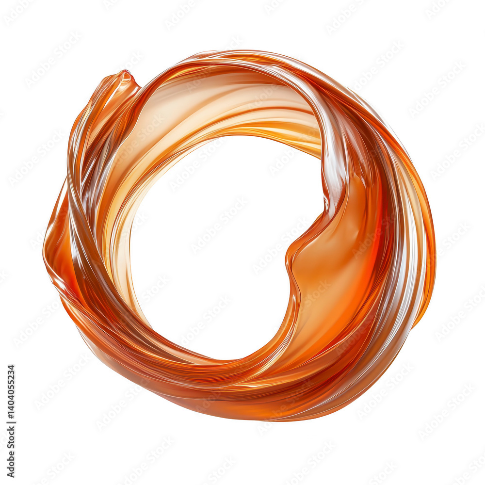 Aufkleber swirling, abstract sculpture with glossy, amber finish forms circular shape, evoking sense of fluidi