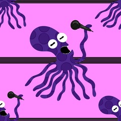 Summer ocean animals seamless cute octopus pattern for kids clothes print and wrapping paper for fabrics