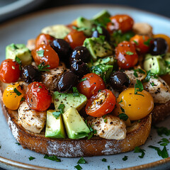Delicious Avocado Toast with Cherry Tomatoes Fresh Herbs and Olives Healthy Breakfast Ideas