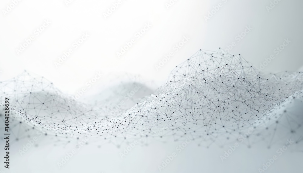 Aufkleber Abstract future network structure on white background. Data tech concept. Network connection design. Global communication, cyberspace. Data science, global connection. 3D illustration, concept,
