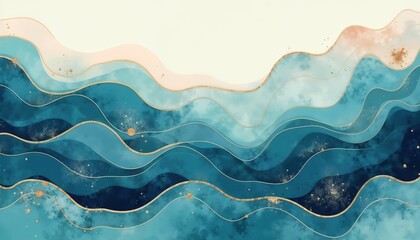 Banner with abstract, pastel watercolor drawing. Abstract background with paint mixing effect. Watercolor art piece. Mixed paints for interior poster