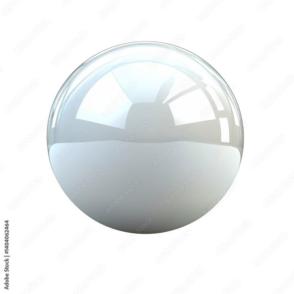 Aufkleber shiny, reflective white sphere with smooth surface and subtle reflections, isolated on transparency 
