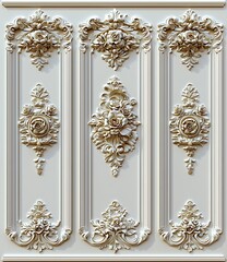 Obraz premium Ornate Decorative Wall Panel with Intricate Floral Patterns and Reliefs