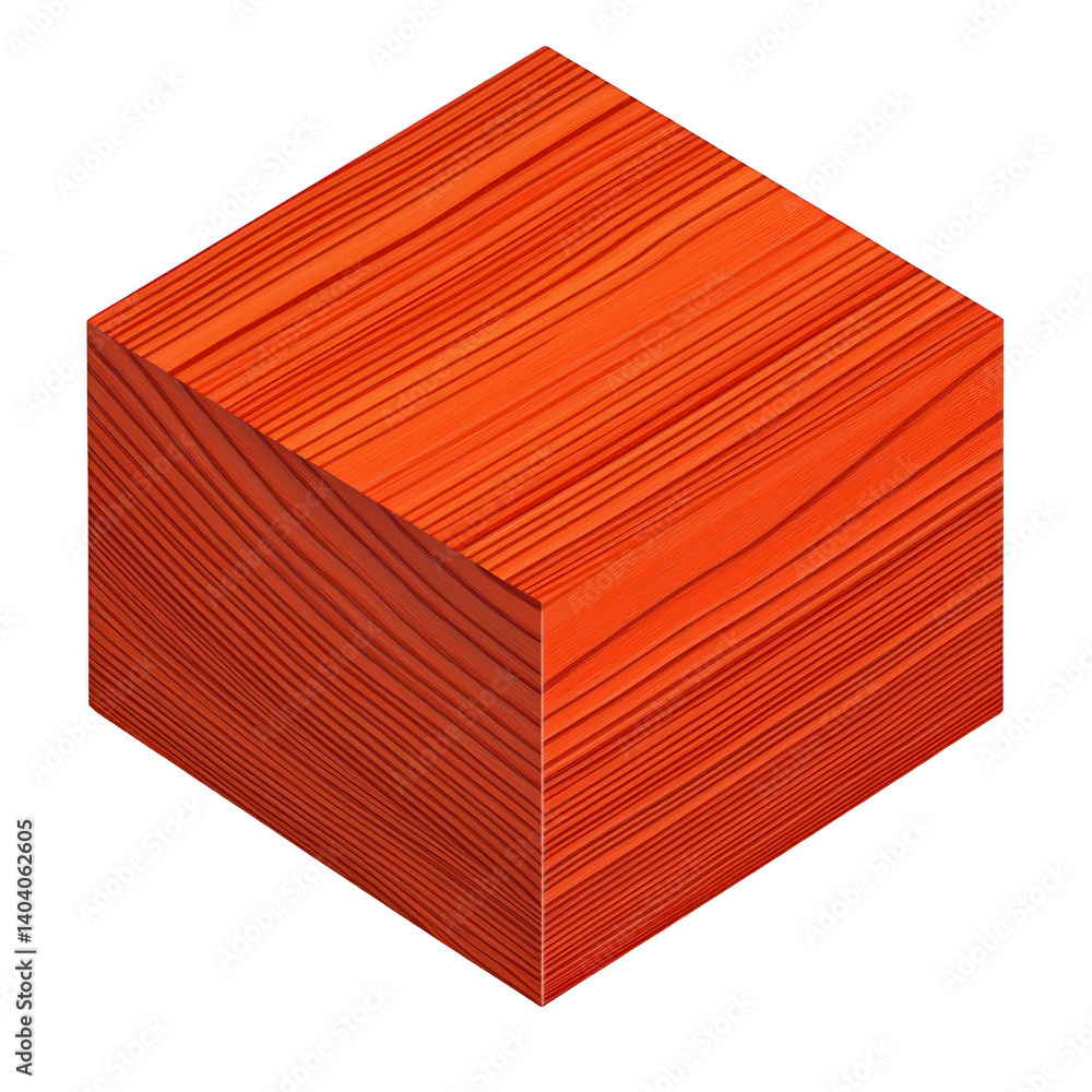 Poster wooden cube with rich, reddish brown hue and distinct grain patterns is displayed, showcasing its na