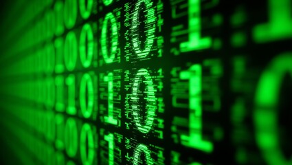 Green binary code background digital data stream technology internet security cyber space illustration