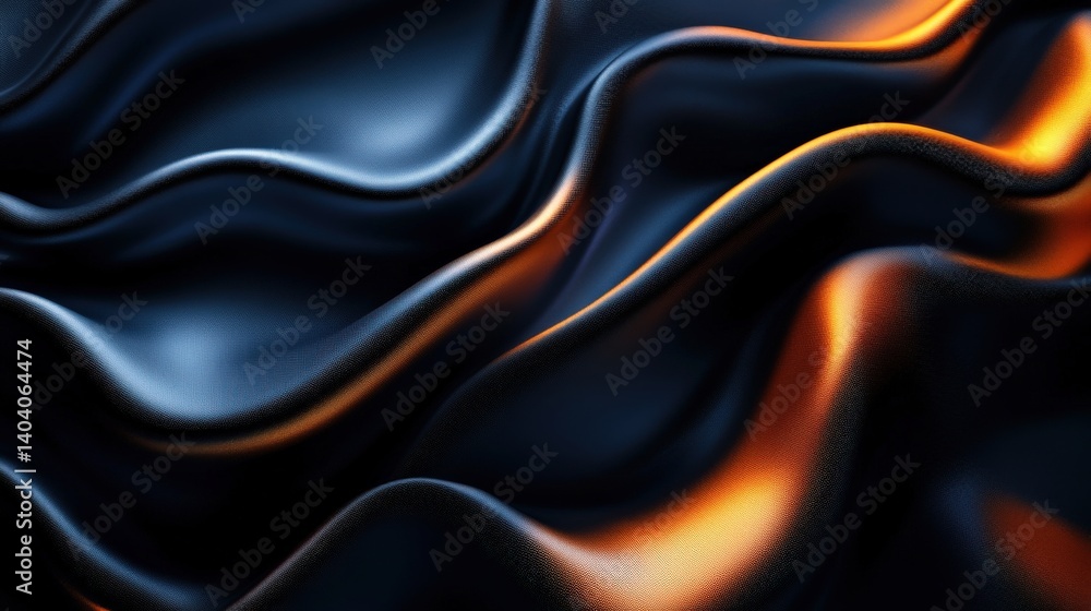 Aufkleber elegant black and orange fabric waves flowing smoothly, creating a dynamic texture and depth