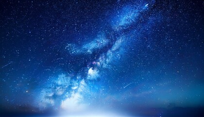 Night shining starry sky blue space background with stars cosmos