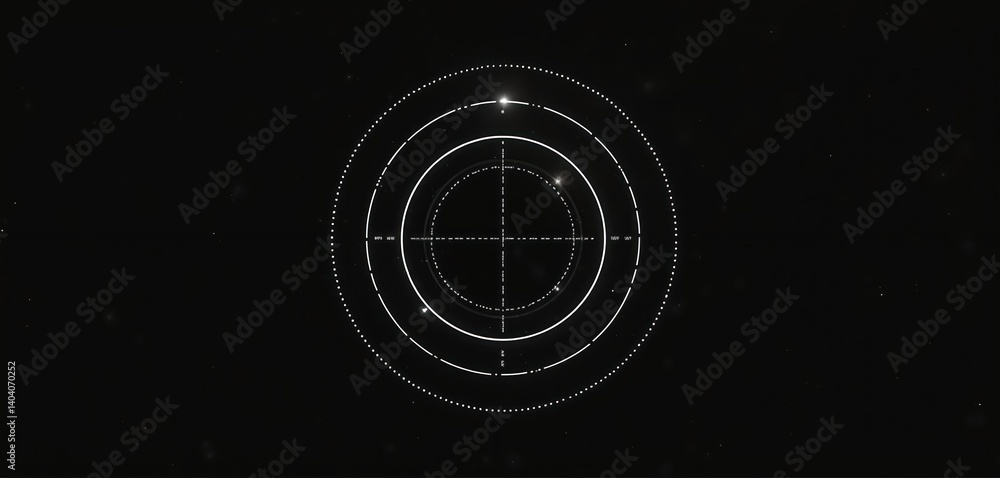 Fototapete white futuristic hud circle user interface on black background. digital radar screen with target are