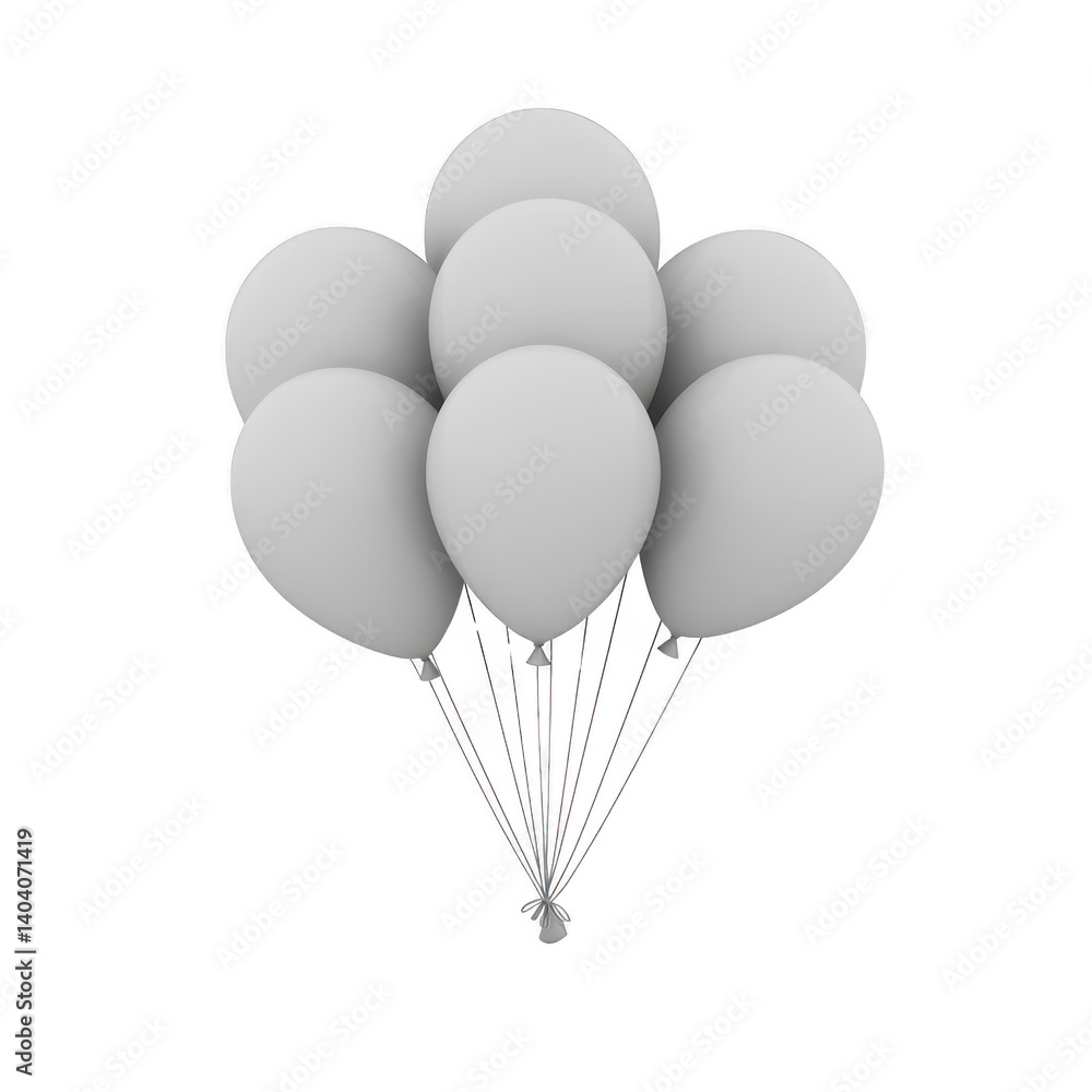 Aufkleber cluster of gray balloons is floating against transparent background, creating simple and elegant vis