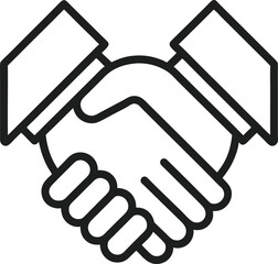 Handshake outline icon on white background.