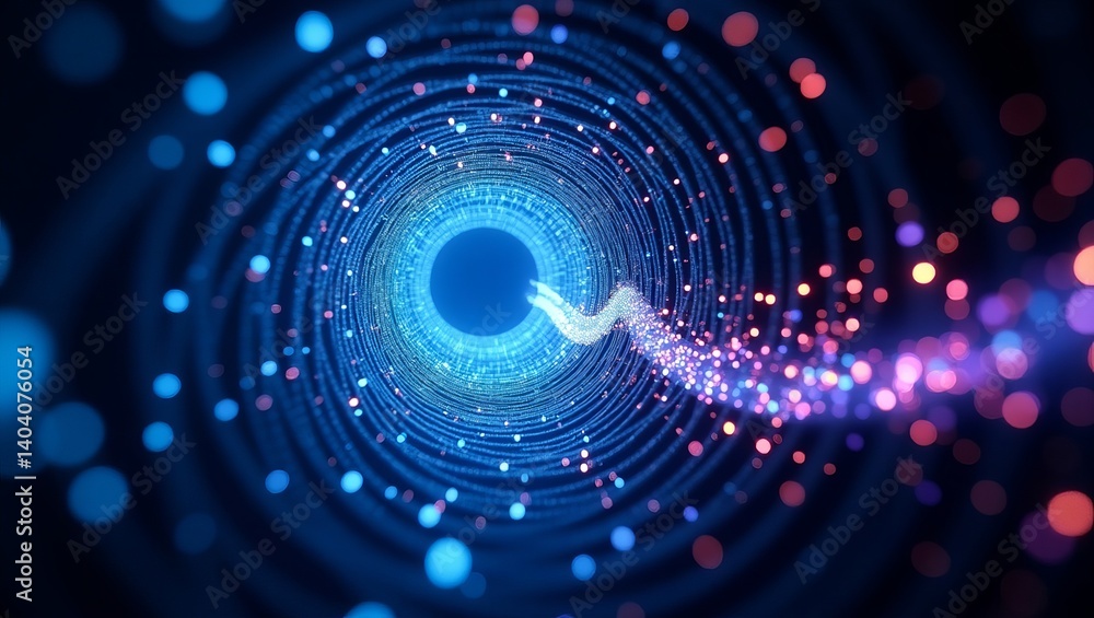 Poster abstract technology background with glowing particles for data transfer and network connection