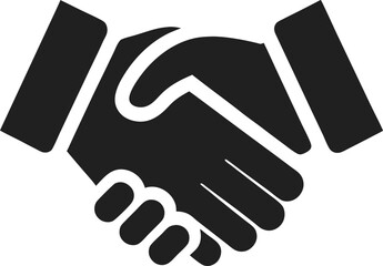 Handshake silhouette icon on white background.