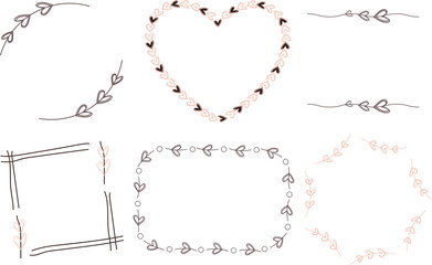 decorative different doodle hand drawn vintage frames set