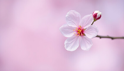white flower with a pink center on a branch