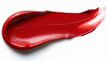 Red colour lipstick smear smudge isolated on white background