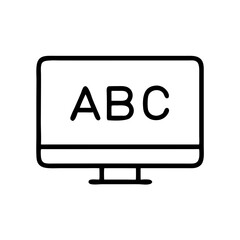 Obraz premium Computer monitor displaying the letters ABC icon, vector