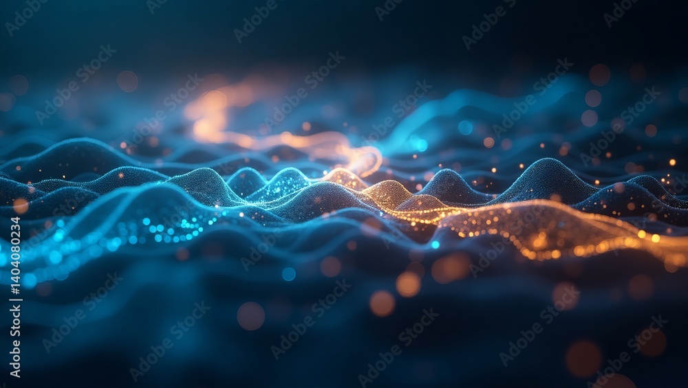 Poster abstract flowing waves background technology digital network data stream visualization design wallpa