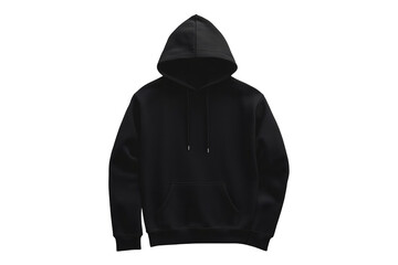 Black plain hoodie mockup on transparent background