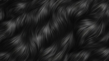 Close-up of soft black wolf fur texture, showcasing intricate hair patterns. Ideal for feline animal print themes and backgrounds in design projects.