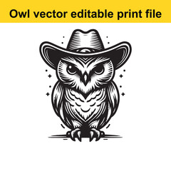 Owl wearing a cowboy hat