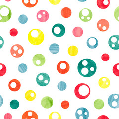 Seamless colorful dots pattern. Vector geometric background with watercolor circles