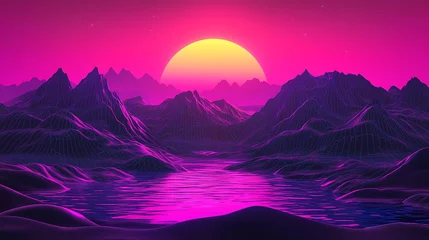 Gordijnen Innovative digital backgrounds featuring abstract ultraviolet landscapes for tech concepts. © Rashid