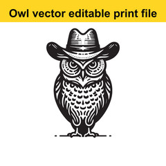 Owl wearing a cowboy hat