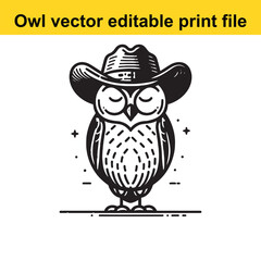 Owl wearing a cowboy hat