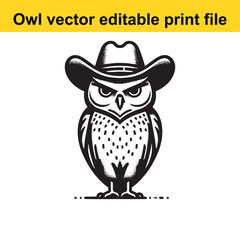 Owl wearing a cowboy hat